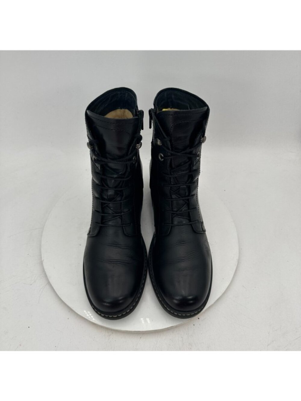 Wolky Women Size EU 41 US 9.5 Black Leather Lace Up Side Zip Ankle Boot - Picture 3 of 12